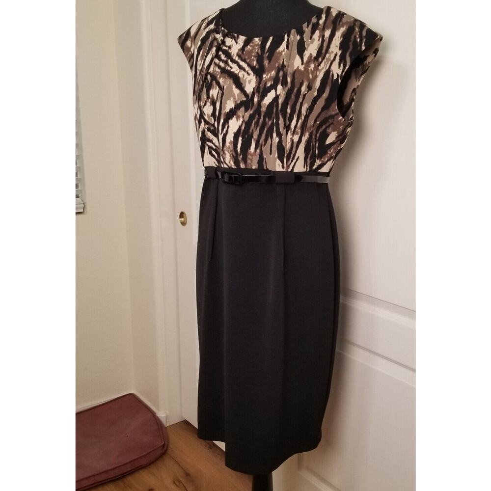 NWOTs CONNECTED APPAREL Tiger Stripe SLEEVELESS STRETCHY SHEATH DRESS Size 14
